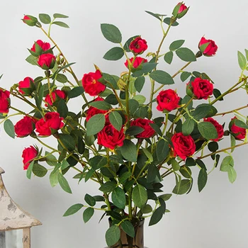 

6 heads Small Tea Rose Fake Flowers Branch Silk Real Touch Artificial Flowers Camellia for Home Garden Decoration Wedding Flores