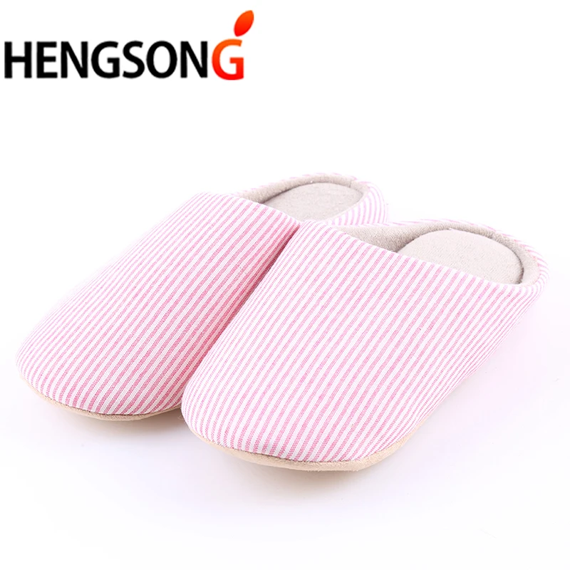 

Slipper women Striped Bottom Soft Home Slippers Warm Cotton Shoes Women Indoor Slippers Slip-On Shoes for Bedroom House