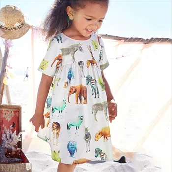 

Baby Girls new style cute short sleeve dresses kids cartoon summer clothes with printed swimming contest top baby girls dresses