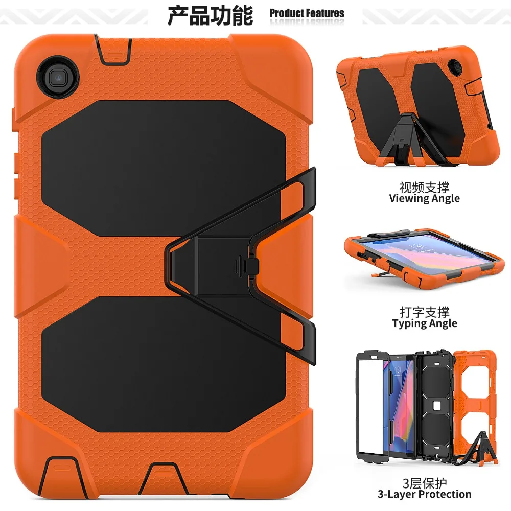 Детский безопасный Чехол-подставка для Samsung Galaxy Tab A 8,0(S Pen) SM-P200 P205 P207 Tablet Cover Silicon+ PC Мягкая задняя крышка+ ручка