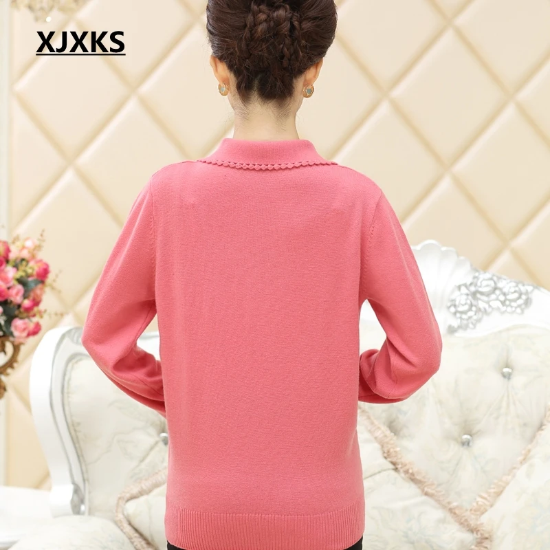 XJXKS свитер для мамы, женский осенний свитер с длинным рукавом, Женский кашемировый пуловер размера плюс S-4XL