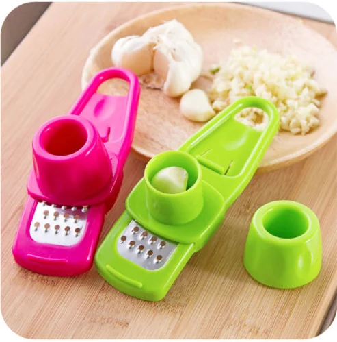 

New Mini Candy Color Garlic Press Multi-functional Grinding Garlic Ginger Grinding Grater Planer Slicer Cutter