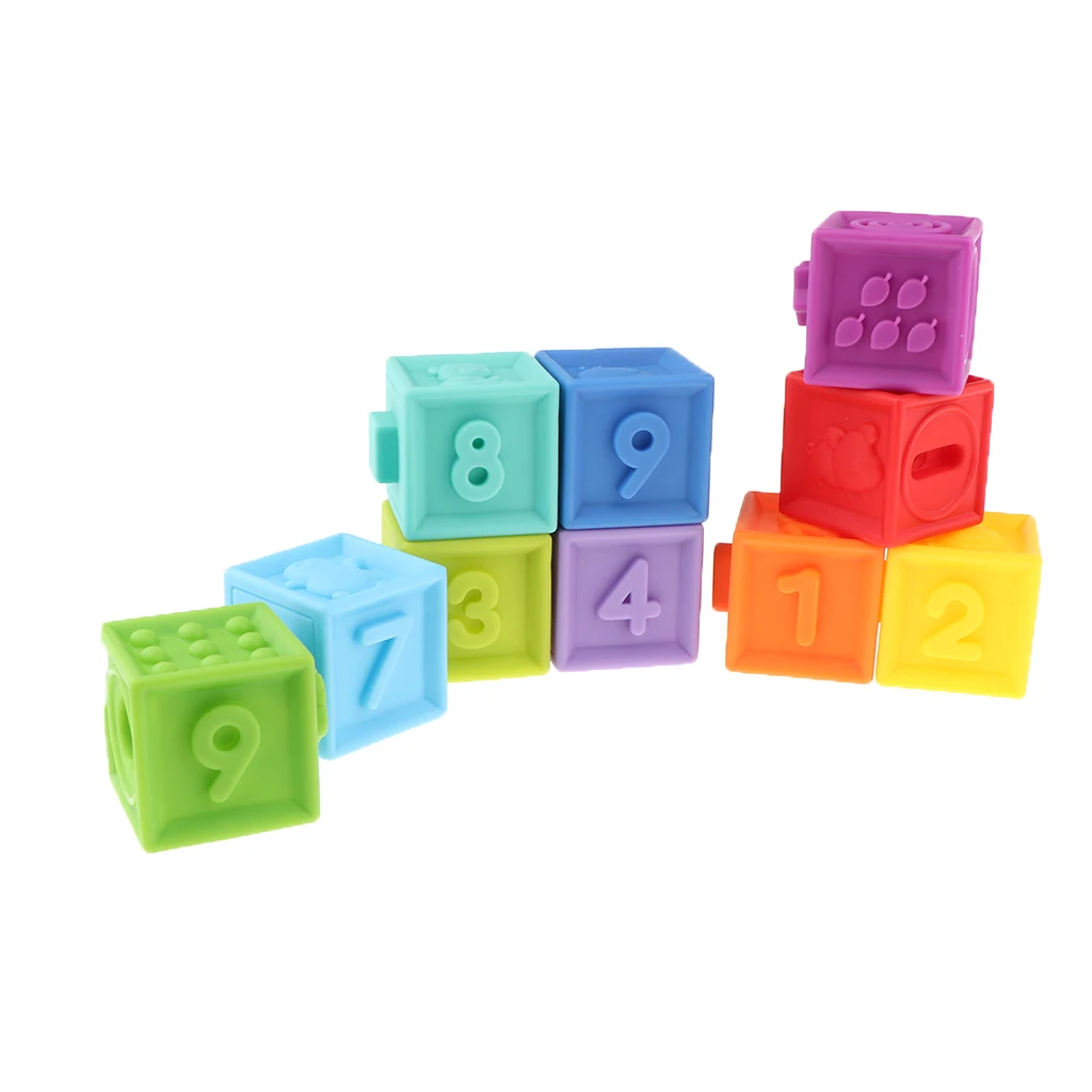 12Pcs Soft Building Blocks Number Cubes - Children Kid Educational Toy Stacking Color & Shapes Sorting Game