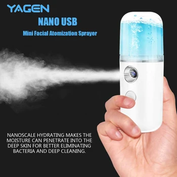 

YAGEN 30ml USB Handy Nano Spray Atomization Mist Face Cold Sprayer Facial Moisturizing Facial Body Nebulizer Steamer Sprayer
