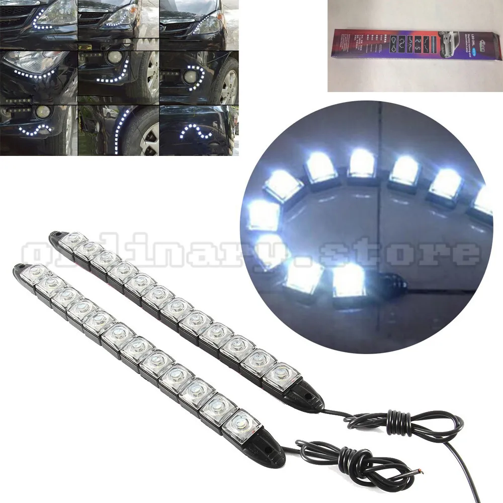 

1 Pair 12 LED Strip Flexible Snake Style Eagle Eye Car DRL Daytime Running Light Driving Daylight Safety Day Fog Lamp