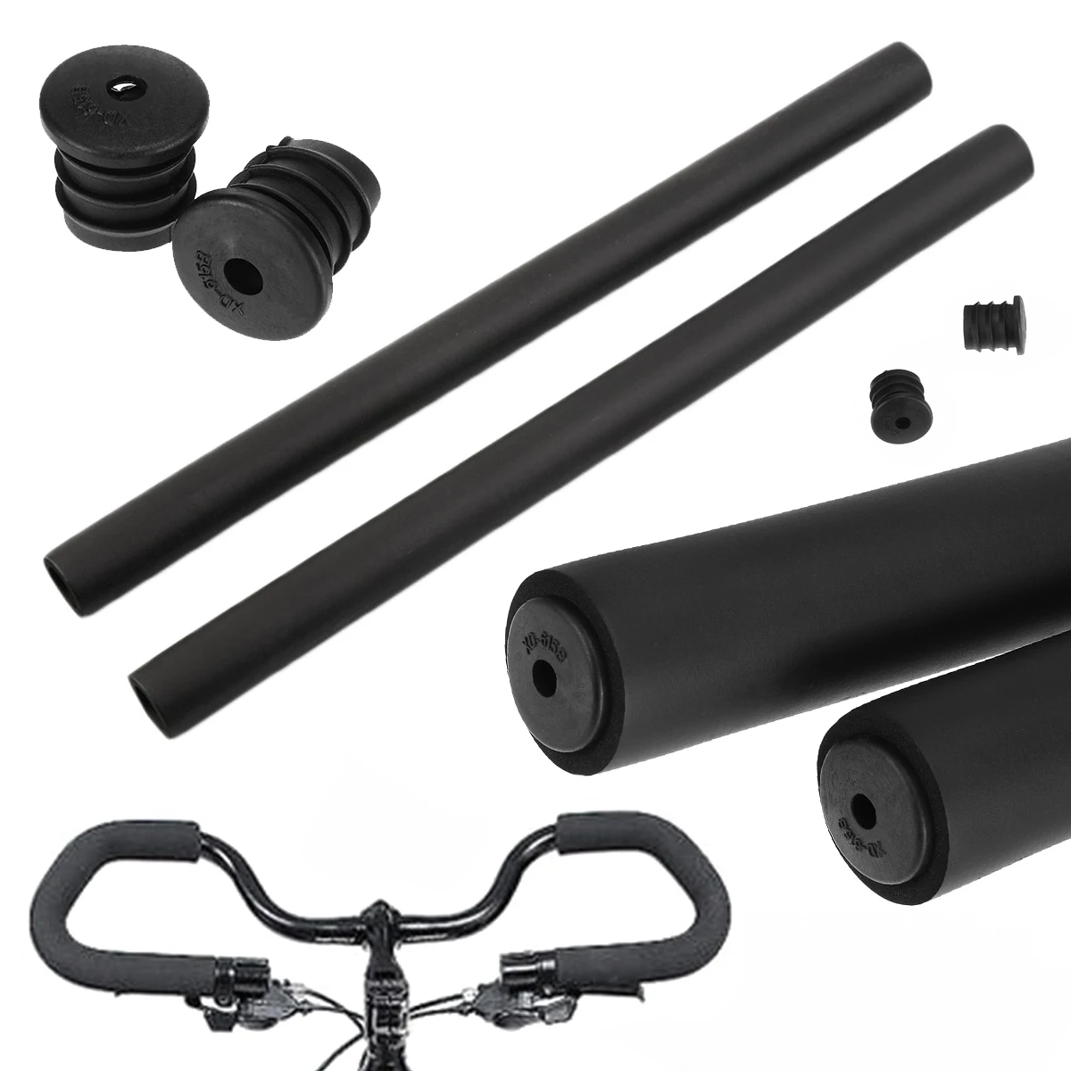 2Pcs Bicycle Foam Grip Tube Cycle Mountain Road Bike Smooth Soft Tube Sponge Foam Handlebar Grips Cover With Plugs