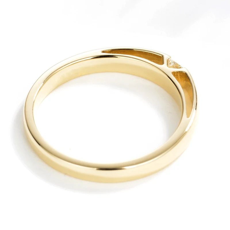 Caimao Solid 9kt Gold Tension Set Natural Princess Cut Diamond Engagement Wedding Ring for Unisex Simple Design