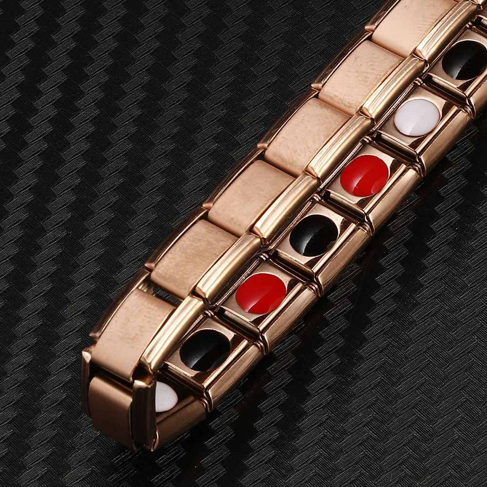 Розовое золото черный цвет нержавеющая сталь германий магнитный браслет для женщин мужчин Исцеление ювелирные изделия био энергии эластичные браслеты