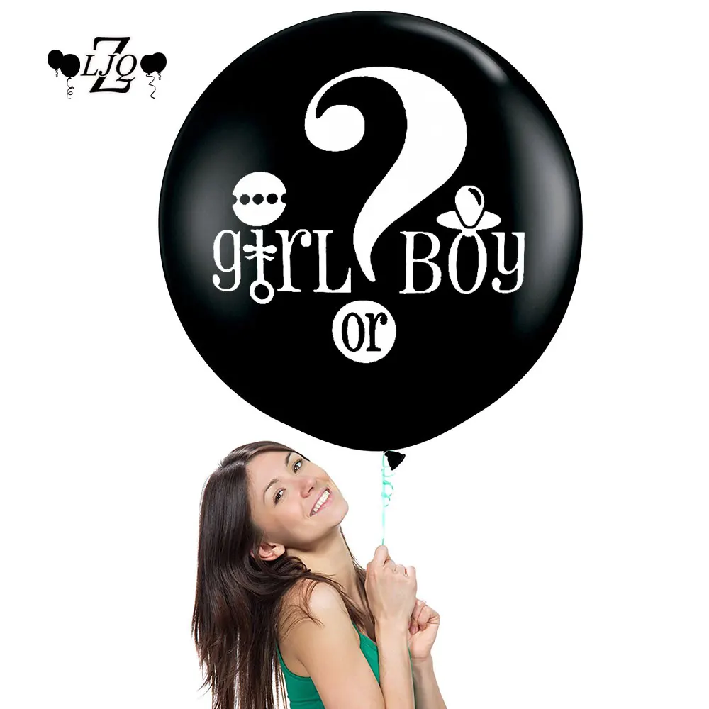 

ZLJQ 1pcs Jumbo 36 inch Gender Reveal blue Confetti Balloon Baby Shower Party Balloon - HE or SHE, girl  boy