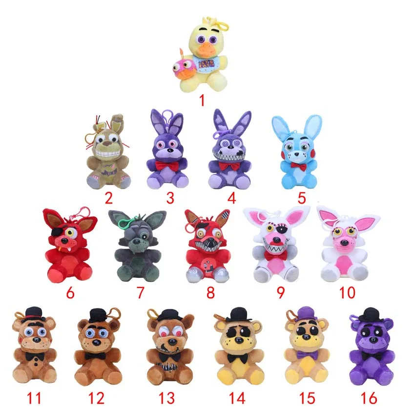 

5pcs 14cm FNAF Five Nights at Freddy's Sister Location Nightmare Springtrap Freddy Phantom Foxy Mangle Plush Pendant Doll Toys