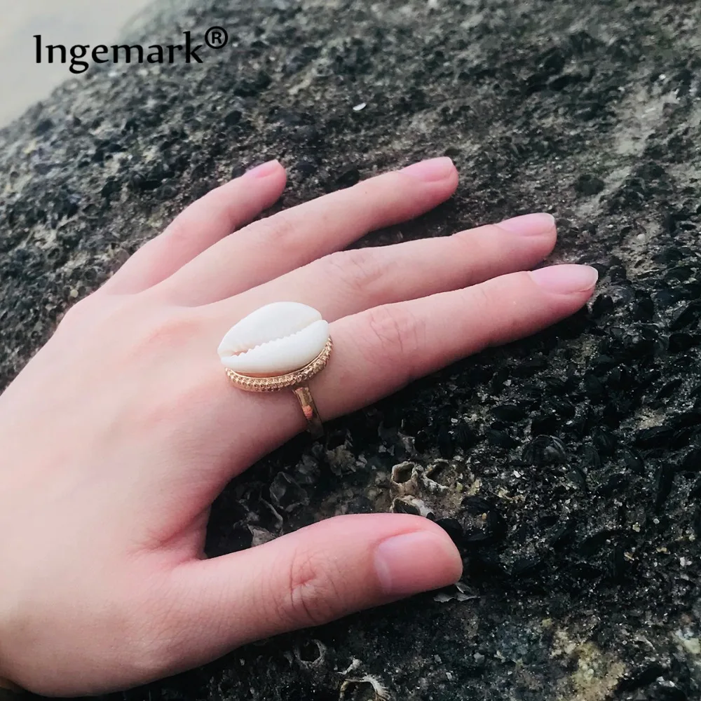 

Ingemark Bohemian Gold Silver Shell Ring Simple Midi Finger Knuckle Seashell Ring for Women Accessories Charm Jewelry Gifts