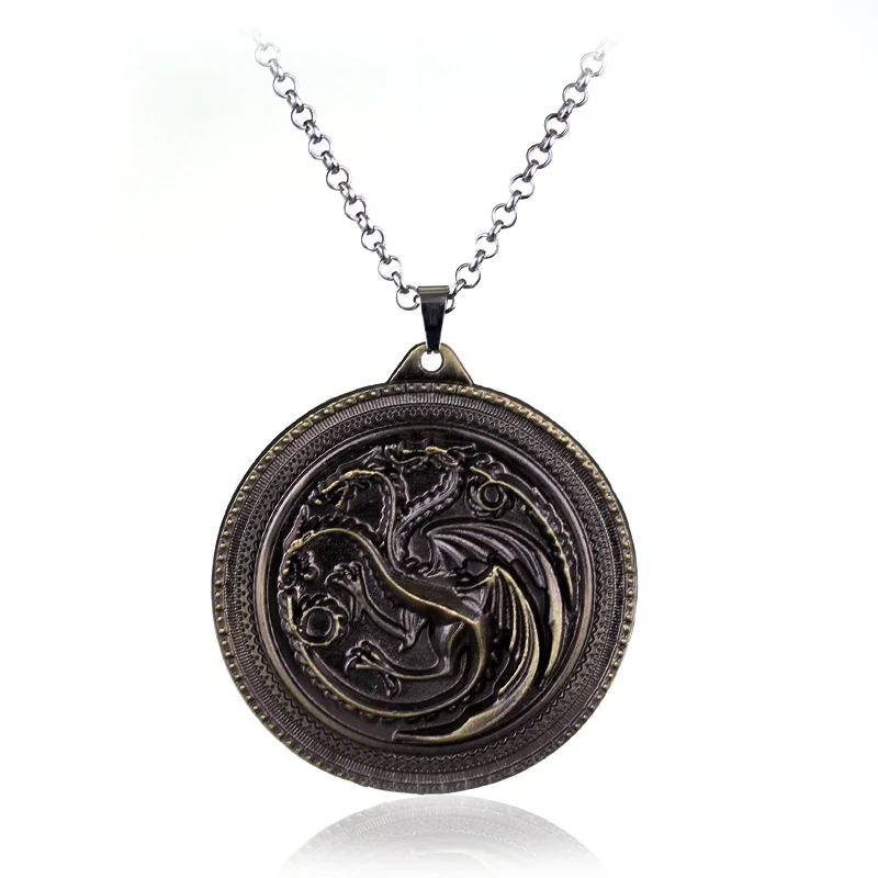 8 стилей HBO игра ожерелье троны дом Старк Зима идет бронза " металлическая семейная подвеска в виде хохолка ювелирные изделия сувениры - Окраска металла: Targaryen bronze