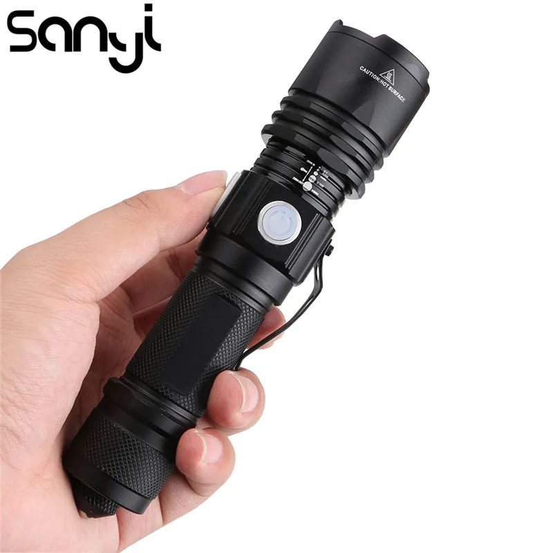 

XML-T6 LED Flashlight 3 Modes USB Charging Aluminum alloy Torch Light Lanterna Emergency Tactical Light