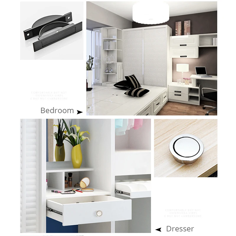 Furniture Handles KAK Tatami Hidden Door Handles Zinc Alloy Recessed Flush Pull Cover Floor Cabinet Silver Black Hardware