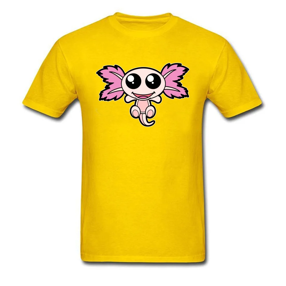 Pinky The Axolotl Casual Short Sleeve Tees Father Day Round Neck 100% Cotton Fabric Boy T Shirt Casual Tee-Shirt Funny Pinky The Axolotl yellow