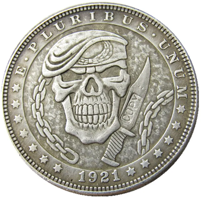 

HB(78)US Hobo 1921 Morgan Dollar Skull Zombie Skeleton Silver Plated Copy Coins