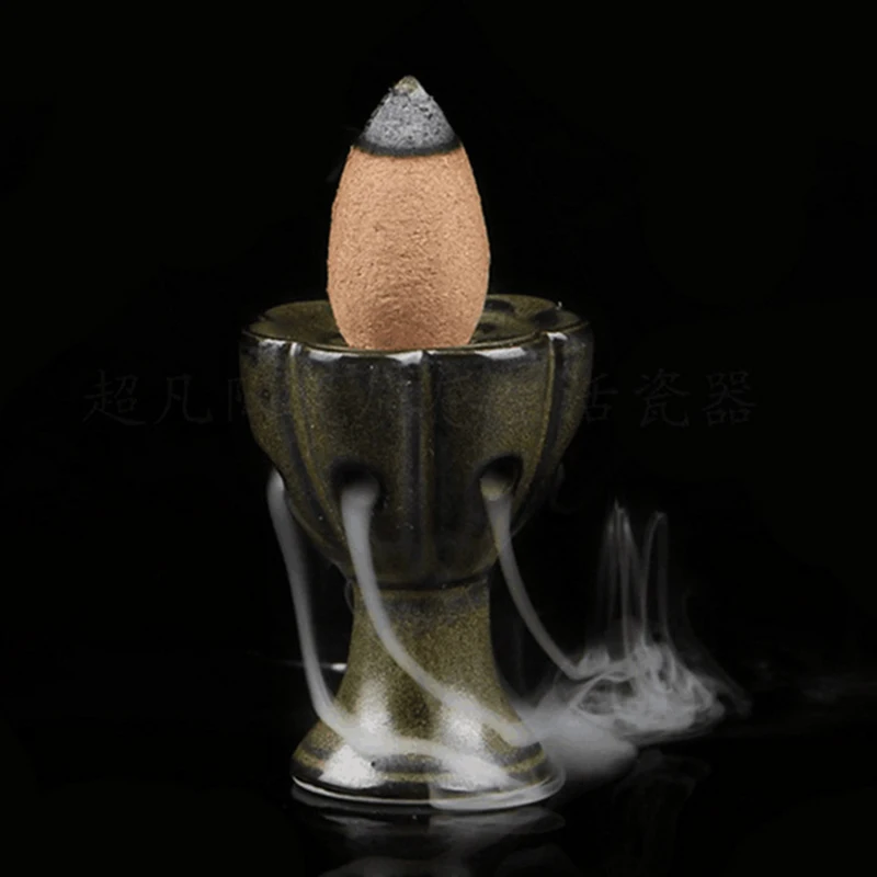 

Mini Lotus Ceramic Glaze Incense Burner Holder Sandalwood Backflow Censer Home