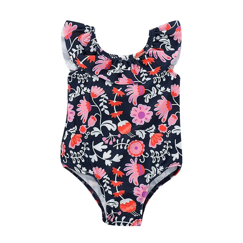 Детский купальный костюм для девочек, Цельный Детский купальник-бикини без рукавов для девочек, пляжный Цельный купальник с цветочным принтом, cocuk mayo A1 - Цвет: 12-18 Months
