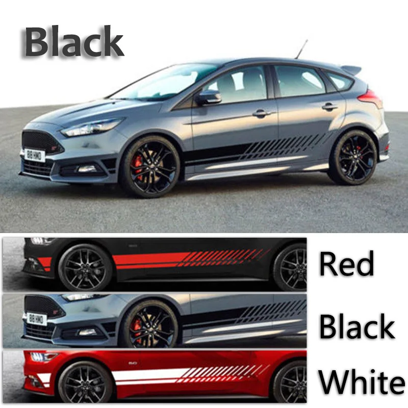 DIY Stickers Decor Car Waterproof Body Racing Side Door Long Stripe Decal 2.1M/6.9ft 2pcs Auto