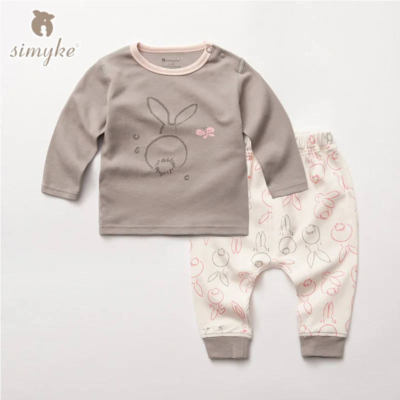 

Baby Girl's Cotton Rabbit Set 2017New Newborn Outwear Sets Spring Baby Clothing Infant Dress Shirt + Pants Children Cloth W5114
