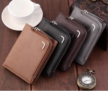 

man wallets Men's Short Style Vintage Multi-function Zipper Coin Purse Card Holder Bag T703
