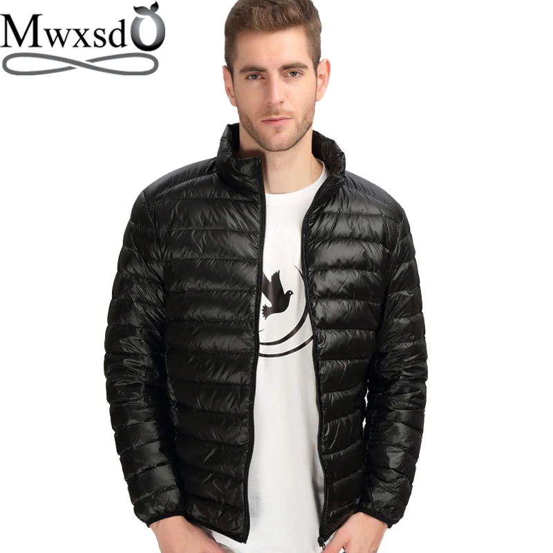 

Mwxsd brand Autumn Winter men's Thin 90% White Duck Down Jacket Men Casual Ultralight Feather Jackets Coat Light weight 3xl 4xl