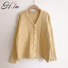 H. SA осенний Модный женский свитер в Корейском стиле, кардиганы с v-образным вырезом и пуговицами, скрученные розовые кардиганы ярких цветов, женские джемперы