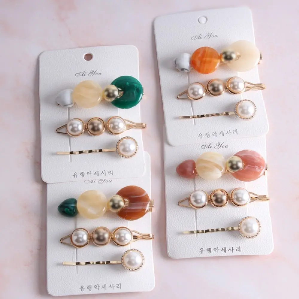 

3Pcs/set Fashion Pearl Metal Hair Clip Bobby Pin Barrette Hairband Hairpin for Women Girls Hair Accessories Styling Tools