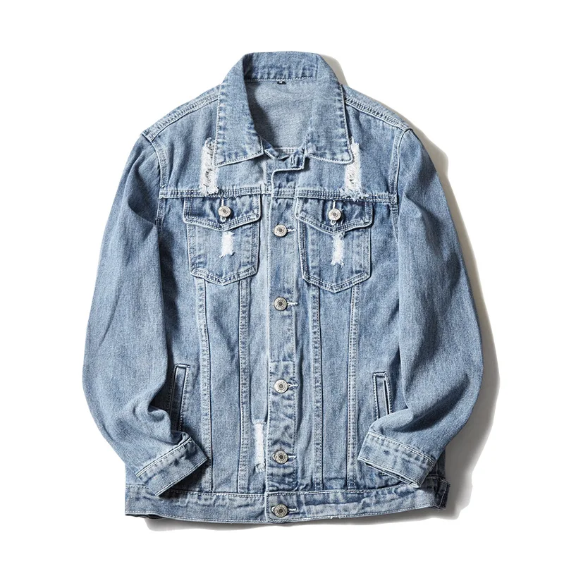 

New 19ss Men Long Sleeve Back beauty star Fashion High quality Denim Baseball Coats & Jackets Abstract digital coat #G37