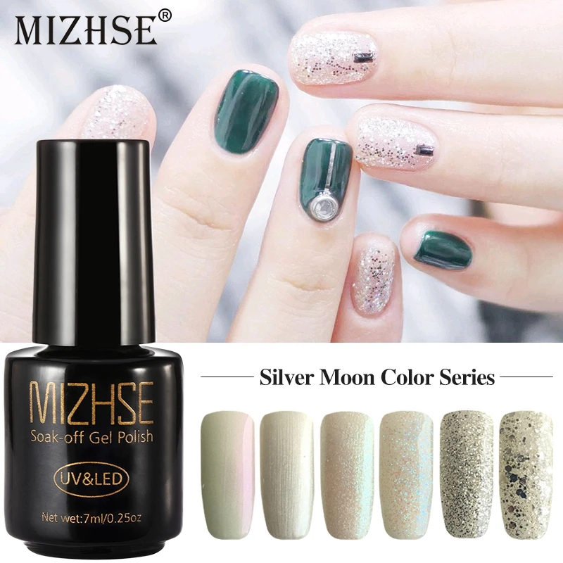 MIZHSE Silver Moon color Series Гель-лак 7 мл светодиодный гель паста для ногтей акрилгель-гель верхнее покрытие УФ-смола лак для ногтей с блестками