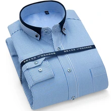 Зимнее теплое Новое поступление мужские рабочие рубашки полосатые Брендовые с длинным рукавом мужские рубашки белые черные мужские рубашки плюс размер