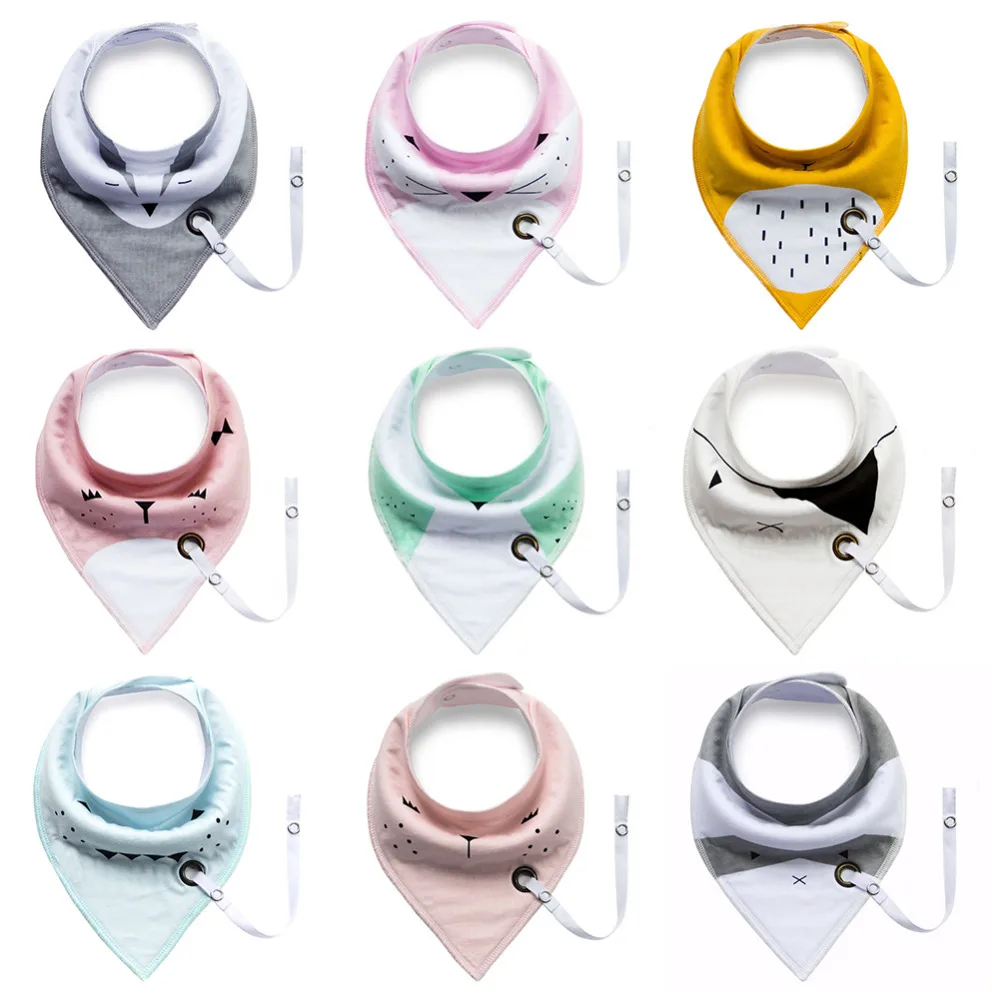 

Baby Saliva Towel Cotton Fence Double Button Buckle Waterproof Pacifier Chain Baby Triangle Scarf Newborn Scarf Bib