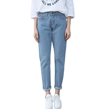 Новые женские джинсы с высокой талией, женские Джинсы бойфренда, женские штаны-шаровары, женские повседневные джинсы, рваные джинсы для женщин, большие размеры D016