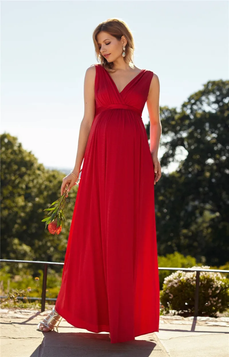 red maternity evening gown