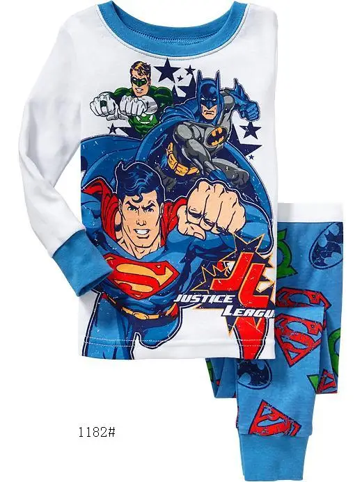 Детский Пижамный костюм с суперменом детский пижама для мальчиков, пижамные комплекты для девочек Детская Пижама синяя спортивная одежда для мальчиков, костюм