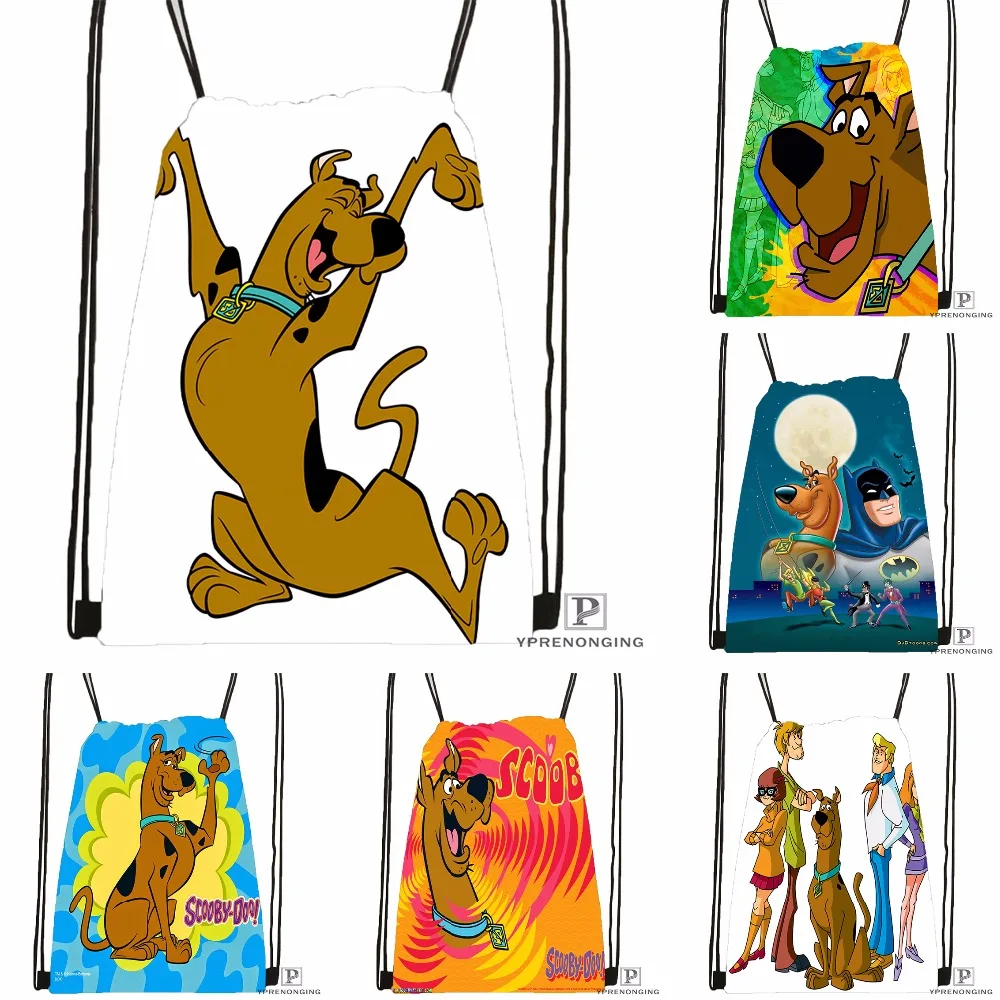 Пользовательские HD Scooby Doo Drawstring сумка-рюкзак милый рюкзак детский Ранец (черный назад) 31x40 см #180531-03-64