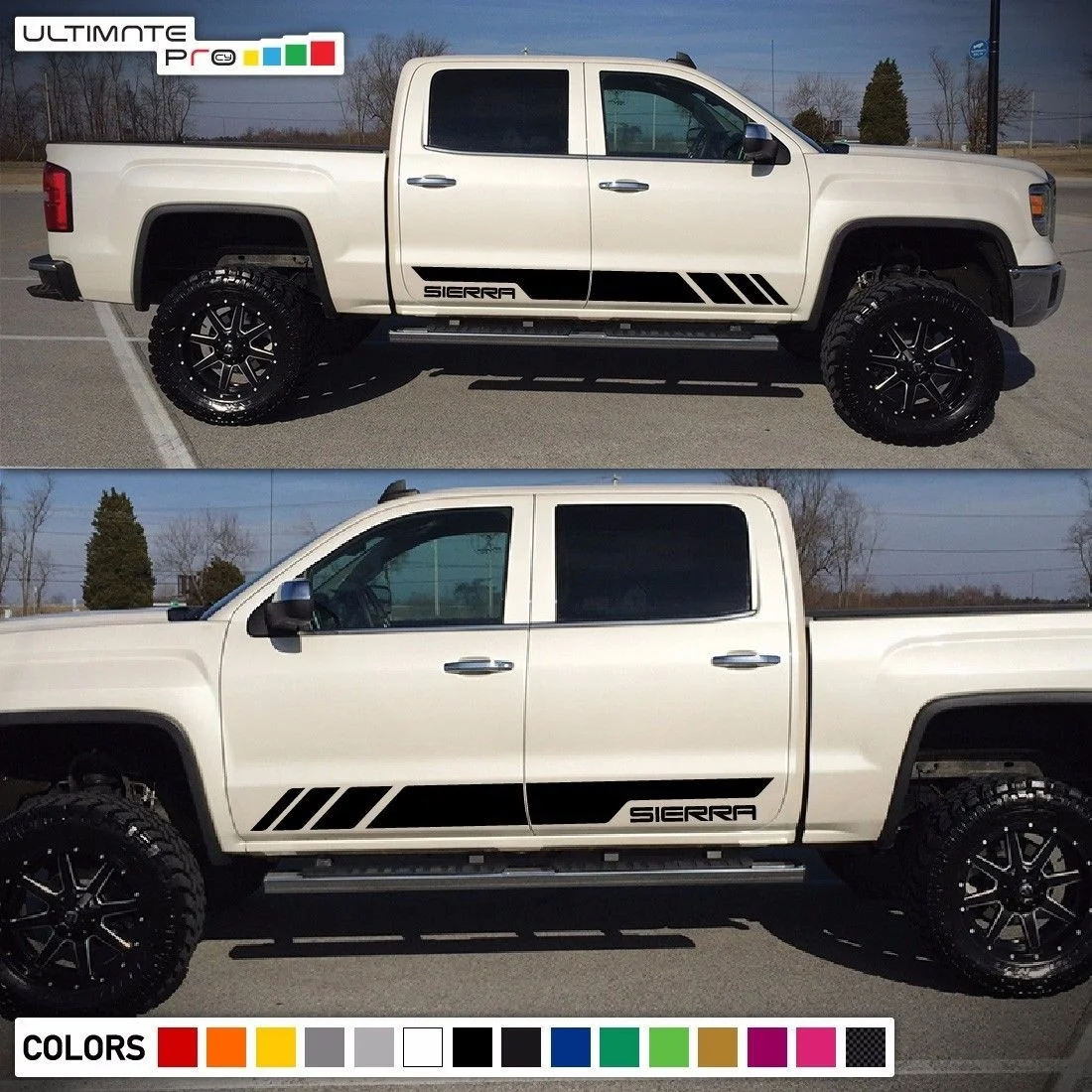 

For 2X Decal Sticker Stripe Kit For GMC Sierra Headlight LED 2014-2017 Grill Door Cover Car Styling