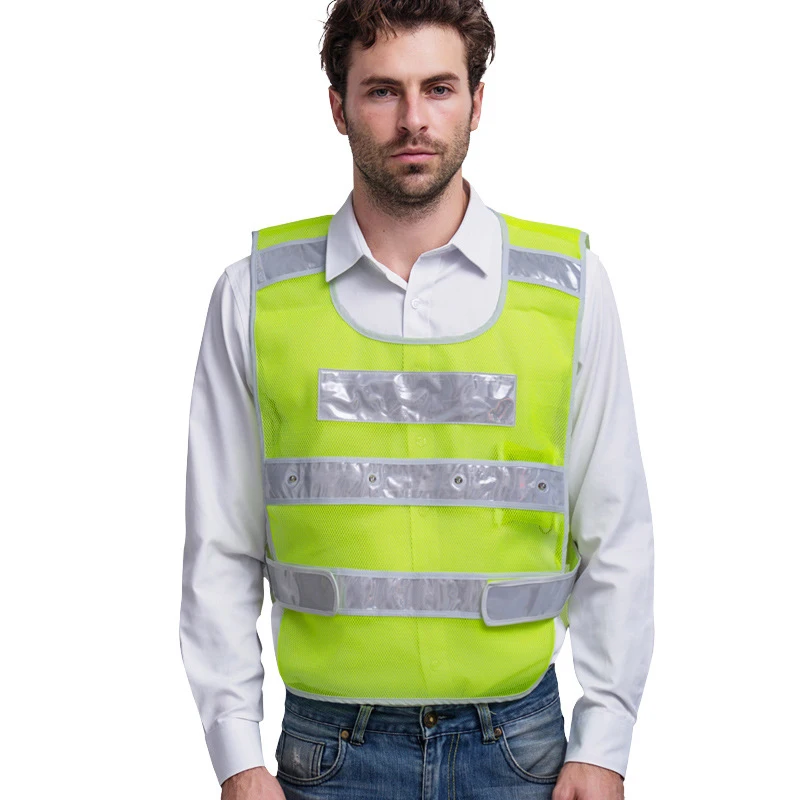 

Reflective Vest Led lights Safety Working Clothing Outdoor Road Traffic Warning Tops Fluorescent Yellow Vest Breathable Workwear