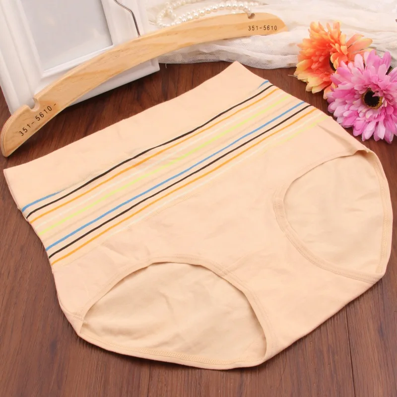 High Waist lady's Underwear Striped Cotton Knickers Female Panties Ropa Interior Femenina Women Panties