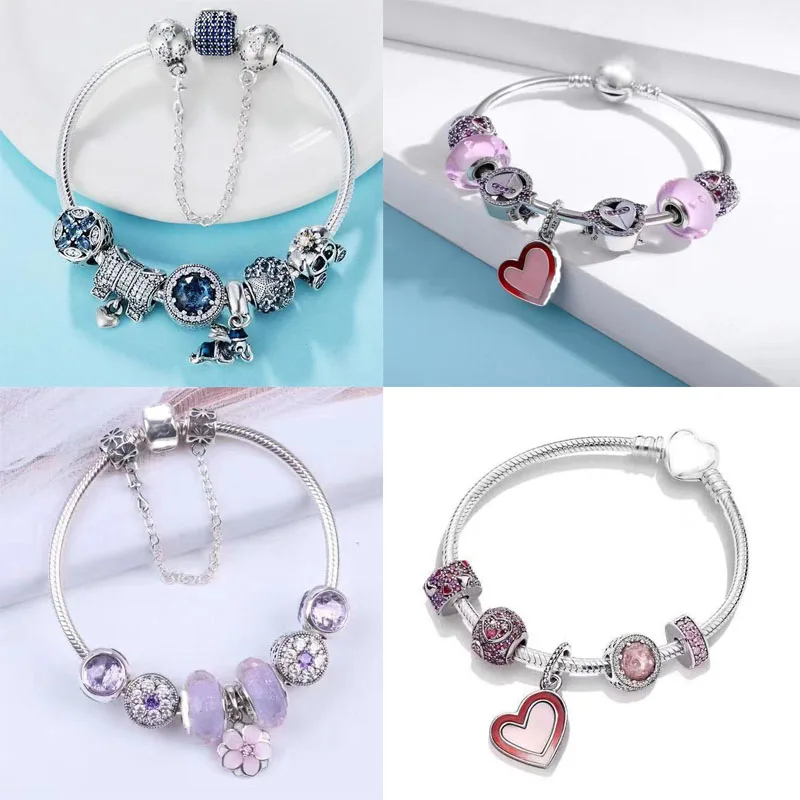 

100% Authentic 925 Silver Charms Beads snake bracelet Fit Original Bracelets WITH charms 925 Sterling Silver Jewelry Women gift