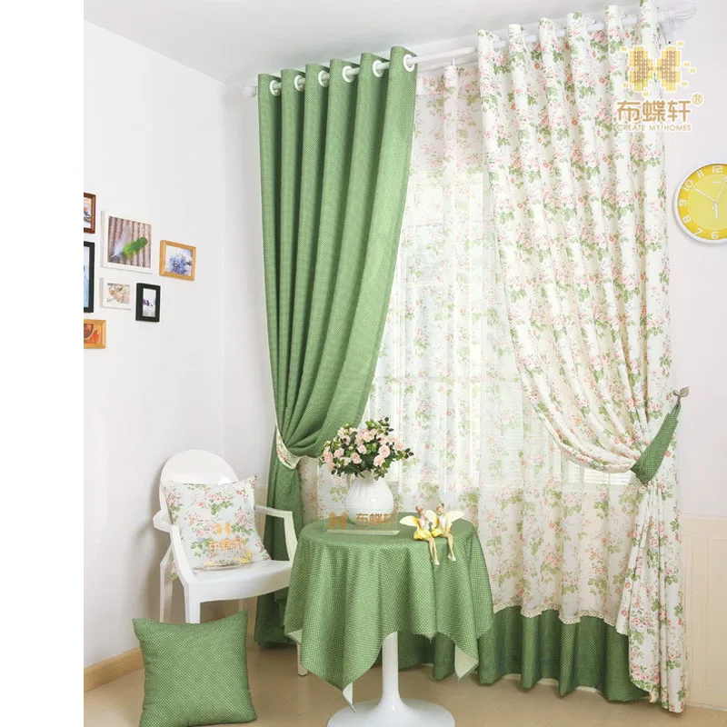 Зеленые деревенские стильные цветочные шторы для спальни кабинета гостиной