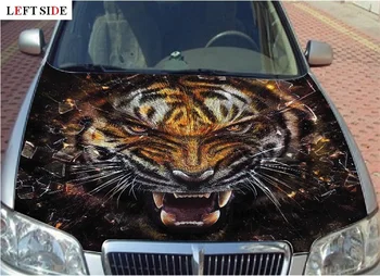 

LEFT SIDE Car Stickers and Decals EMS Shipping CUSTOMIZED Fierce Tiger Car Sticker Styling Engine Hood Decor Waterproof Vinyl