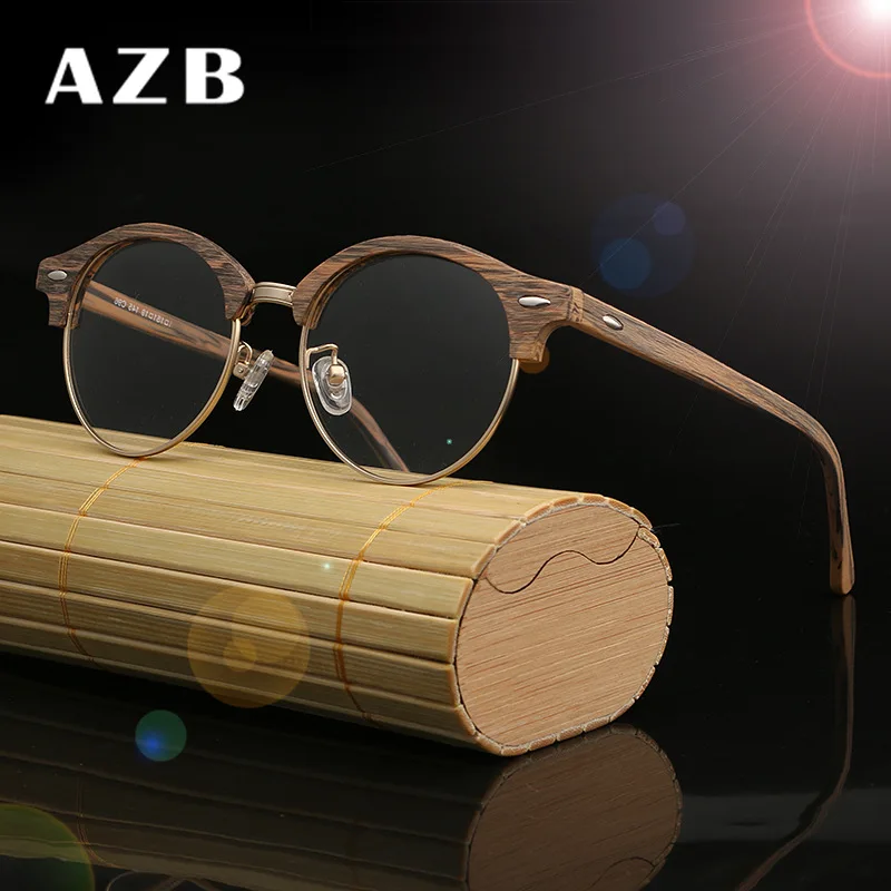 Оправы для очков AZB деревянные винтажные круглые линзы близорукости с