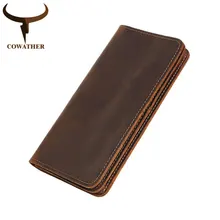 COWATHER 100% top cow genuine leather Crazy horse leather men wallet 2019 long style high quality male purse Q2043 free shipping COWATHER 100% top cow genuine leather Crazy horse leather men wallet 2019 long style high quality male purse Q2043 free shipping
