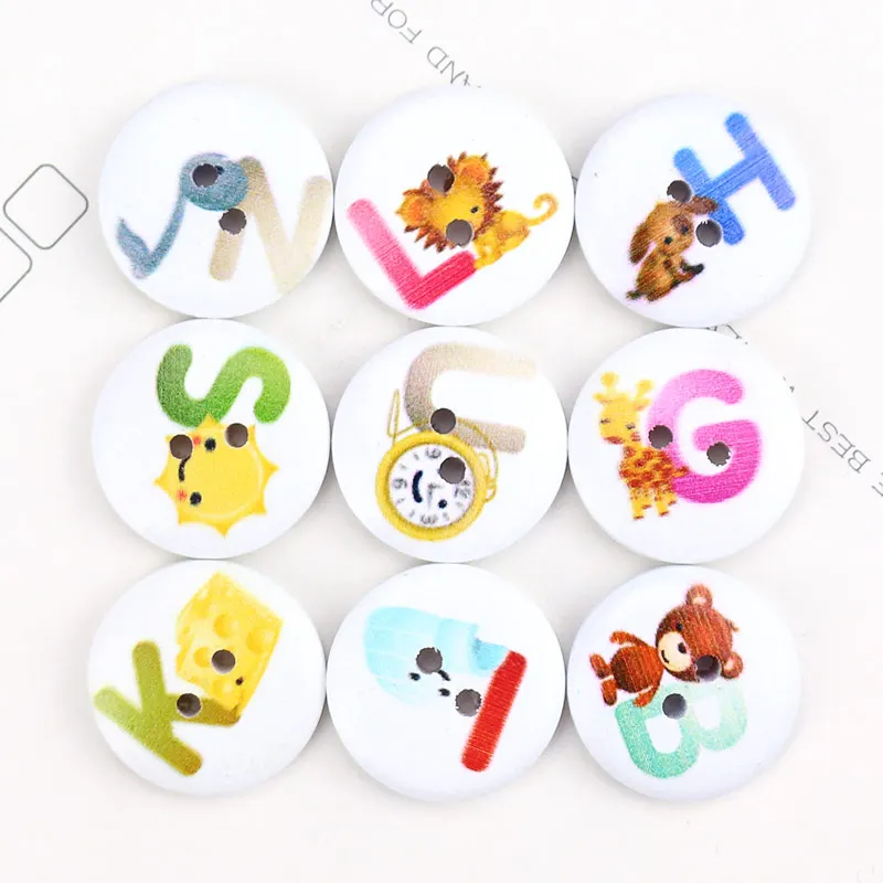 

1Pcs A-Z English Letter Printed Wood Buttons 2-Holes Big Size 20mm Kids Cloth Sewing Handmade Craft DIY Accessories NEW Fashion