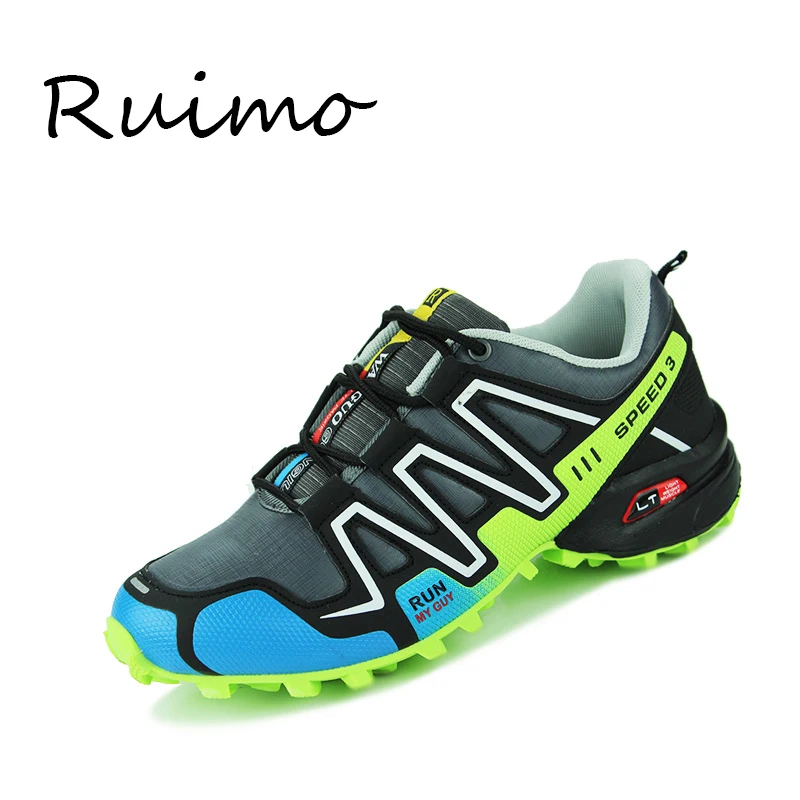 

Men Shoes Sports Running Shoes Sneakers Man Shoe Lace-up Low Upper Breathable Space Leather Outdoor Non-slip Green and Black
