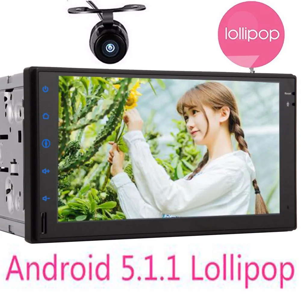

Android 5.1.1 Lollipop Double 2 Din 7" Universal Car Radio Quad Core Head Unit HD Car GPS Navigation+DVR wifi mirror link camera