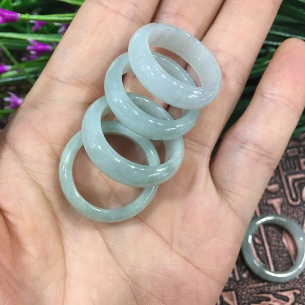 

Natural Burmese Jade A cargo strip round ring er03#