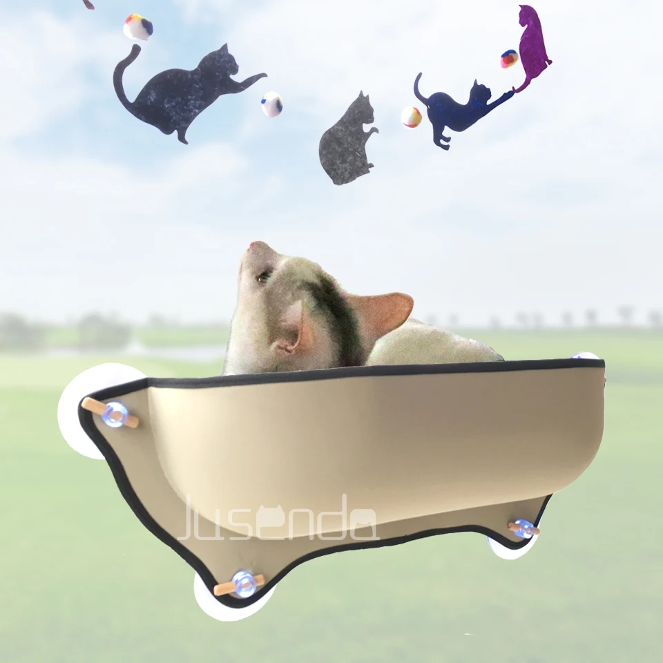 

Removable High Bed Ultimate Sunbathing Cat Window Mounted Hammock Lounger Perch Cushion Hanging Shelf Seat Kitty Sill Carrier