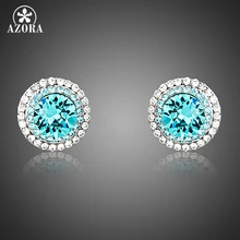 AZORA Blue Stellux, австрийские кристаллы, 2 ряда, микро кристаллы, милые маленькие круглые серьги-гвоздики TE0251